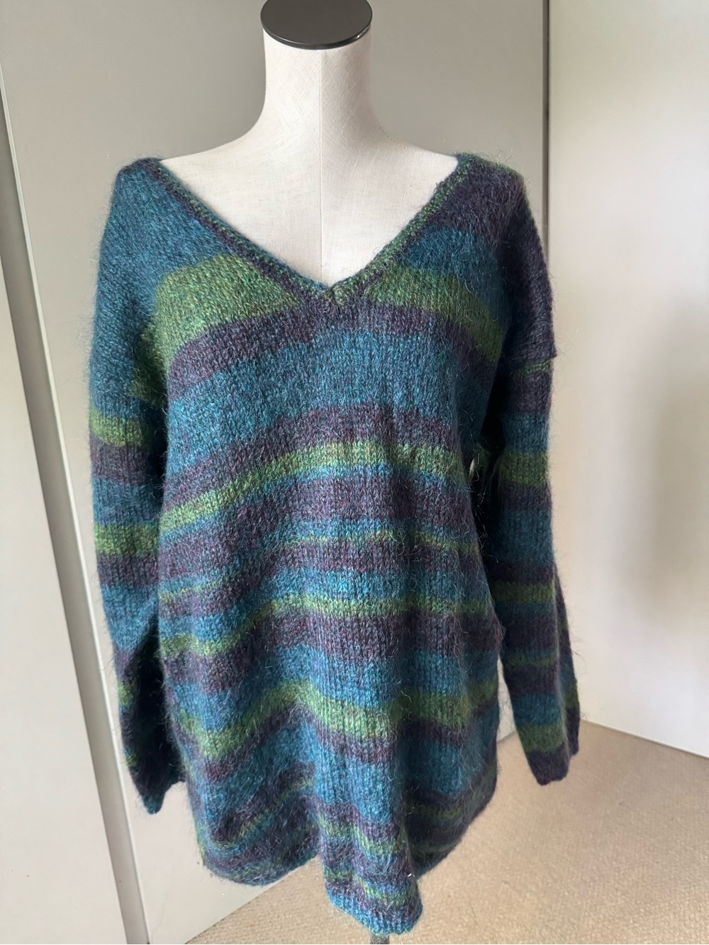 Vintage 90s Striped Oversized Mohair Sweater- S